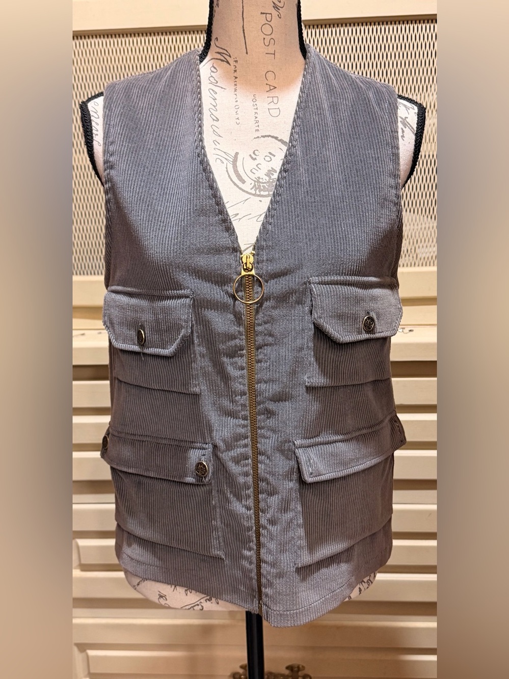 VTG 70s Sakowitz Corduroy Utility Vest